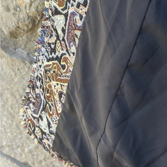 Chico's Tapestry Jacket Size 1(M) Black Brown Multi Metallic Accents Fringe EC - Picture 14 of 15